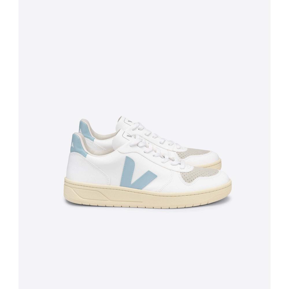 White/Turquoise Women\'s Veja V-10 CWL Shoes | AU 579YXF